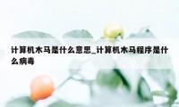 计算机木马是什么意思_计算机木马程序是什么病毒