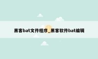 黑客bat文件程序_黑客软件bat编辑