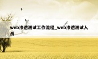 web渗透测试工作流程_web渗透测试人员