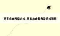 黑客攻击网络游戏_黑客攻击服务器游戏视频