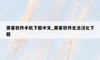 黑客软件手机下载中文_黑客软件无法汉化下载