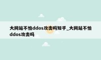 大网站不怕ddos攻击吗知乎_大网站不怕ddos攻击吗