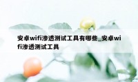 安卓wifi渗透测试工具有哪些_安卓wifi渗透测试工具