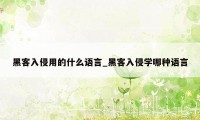 黑客入侵用的什么语言_黑客入侵学哪种语言