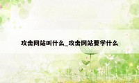 攻击网站叫什么_攻击网站要学什么