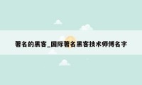 著名的黑客_国际著名黑客技术师傅名字