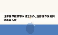 迷你世界被黑客入侵怎么办_迷你世界受到网络黑客入侵