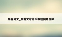 黑客网文_黑客文章开头教程图片视频