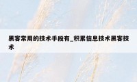 黑客常用的技术手段有_积累信息技术黑客技术