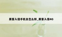 黑客入侵手机会怎么样_黑客入侵4G