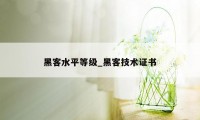 黑客水平等级_黑客技术证书