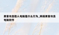 黑客攻击他人电脑是什么行为_网络黑客攻击电脑软件