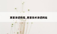 黑客渗透教程_黑客技术渗透网站