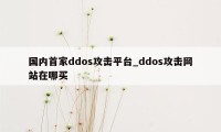 国内首家ddos攻击平台_ddos攻击网站在哪买