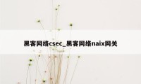 黑客网络csec_黑客网络naix网关