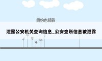 泄露公安机关查询信息_公安查账信息被泄露