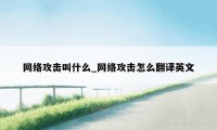 网络攻击叫什么_网络攻击怎么翻译英文