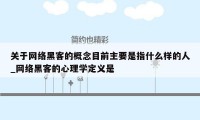 关于网络黑客的概念目前主要是指什么样的人_网络黑客的心理学定义是