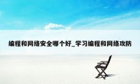 编程和网络安全哪个好_学习编程和网络攻防