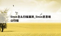 linux怎么扫描漏洞_linux恶意端口扫描