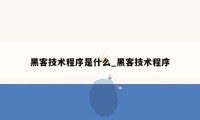 黑客技术程序是什么_黑客技术程序