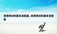 渗透测试的基本流程是_渗透测试的基本流程是