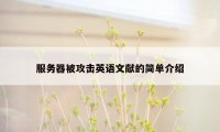 服务器被攻击英语文献的简单介绍