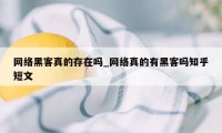 网络黑客真的存在吗_网络真的有黑客吗知乎短文