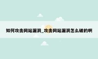 如何攻击网站漏洞_攻击网站漏洞怎么破的啊