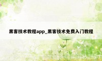 黑客技术教程app_黑客技术免费入门教程