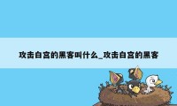 攻击白宫的黑客叫什么_攻击白宫的黑客