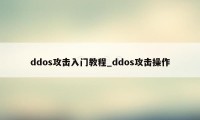 ddos攻击入门教程_ddos攻击操作