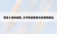 黑客入侵校园网_大学校园黑客攻击视频网站