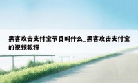 黑客攻击支付宝节目叫什么_黑客攻击支付宝的视频教程