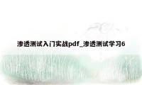 渗透测试入门实战pdf_渗透测试学习6