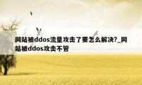 网站被ddos流量攻击了要怎么解决?_网站被ddos攻击不管