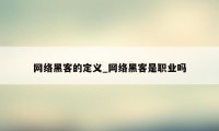 网络黑客的定义_网络黑客是职业吗