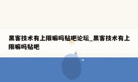 黑客技术有上限嘛吗贴吧论坛_黑客技术有上限嘛吗贴吧