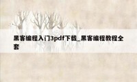 黑客编程入门3pdf下载_黑客编程教程全套