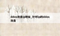 ddos攻击ip地址_针对ip的ddos攻击