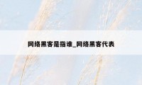 网络黑客是指谁_网络黑客代表