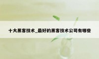 十大黑客技术_最好的黑客技术公司有哪些