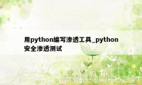 用python编写渗透工具_python安全渗透测试