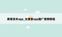 黑客技术app_女黑客app推广视频教程