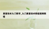 黑客技术入门教学_入门黑客技术教程视频教程