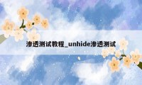 渗透测试教程_unhide渗透测试