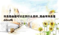 攻击路由器可以达到什么目的_路由项攻击是ddos吗