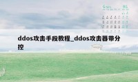 ddos攻击手段教程_ddos攻击器带分控