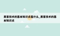 黑客技术的基本知识点是什么_黑客技术的基本知识点