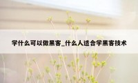 学什么可以做黑客_什么人适合学黑客技术